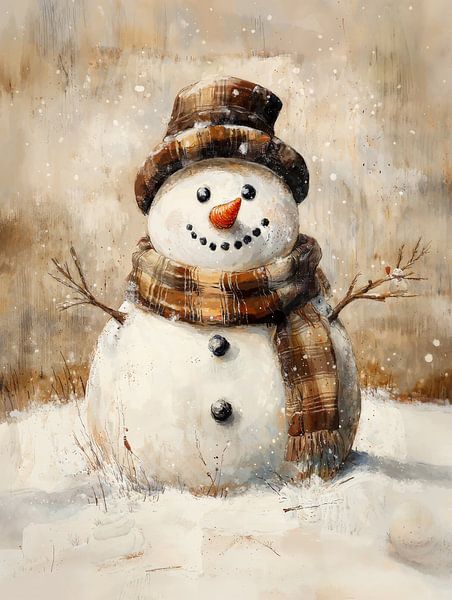 Cheerful Snowman Painting by Your unique art