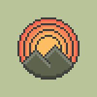 Pixel Art Sun and Mountain