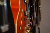 Guitars on the wall.