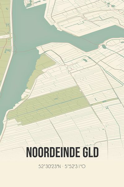 Vieille carte de Noordeinde Gld (Gelderland) par Affiches de lieux