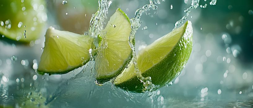 Sparkling limes in clear water by Poster Art Shop