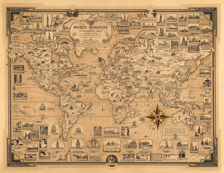 Fonkelnieuw Wereldwonderen, wereldkaart als illustratie van World Maps op XK-91
