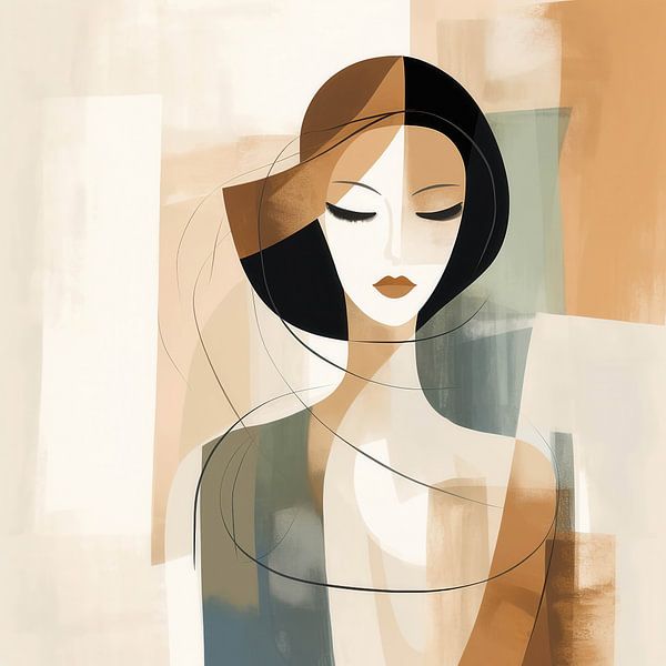 Abstrakte Frau in Erdtönen von Color Square