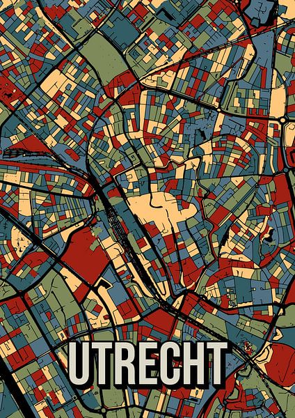 Utrecht Earth tone City Map Map Map Map par Jorn van Hezik