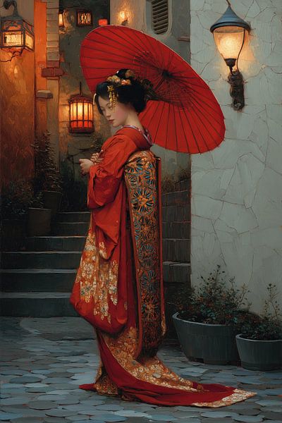 painting acgtig Japan Geisha by Egon Zitter