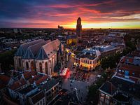 Stadtzentrum von Zwolle bei Sonnenuntergang