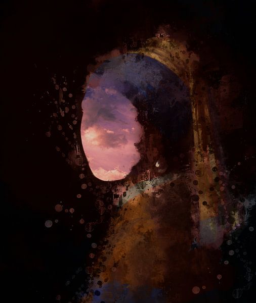 Abstraktes Mädchen mit Perlenohrring | Nach einem Werk von Johannes Vermeer von MadameRuiz