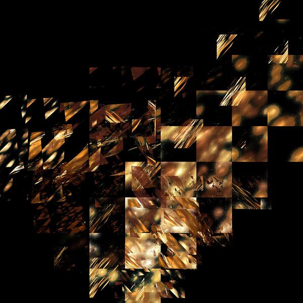 Bronze auf schwarzem Quadrat | Geometrisch Abstrakt von Menega Sabidussi