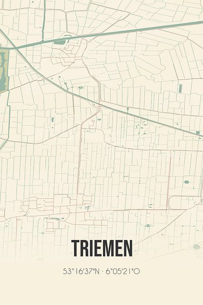 Vintage map of Triemen (Fryslan) by Prints of Place
