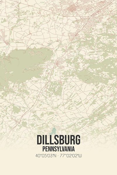Vieille carte de Dillsburg (Pennsylvanie), USA. par Affiches de lieux