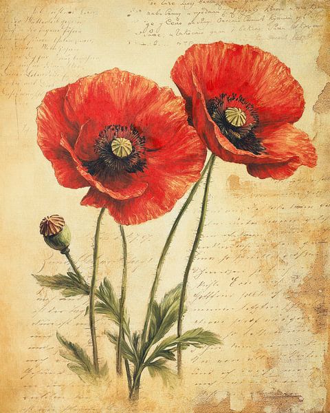 Vintage poppies by Jutta Maria Pusl