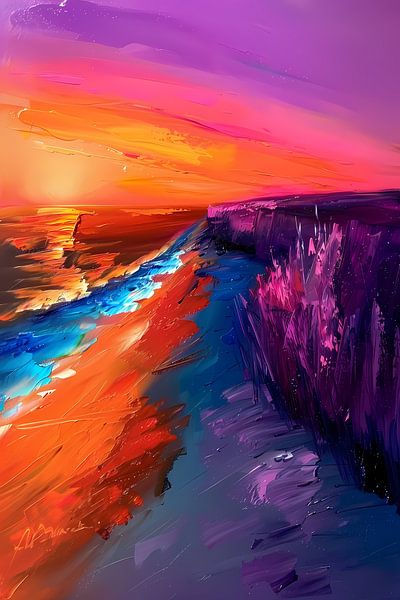 Coucher de soleil abstrait et coloré au bord de la mer par Art & Soul Creations