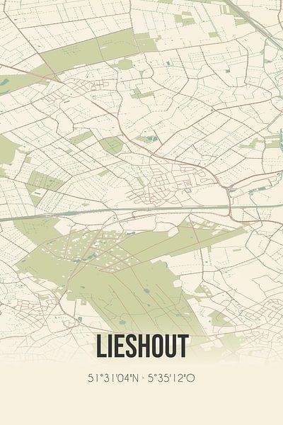 Carte ancienne de Lieshout (Brabant du Nord) par Affiches de lieux