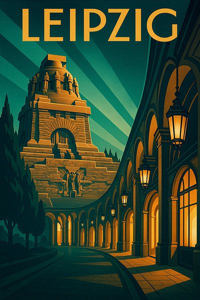 Leipzig Vintage Travel Poster - Art Deco Germany Wall Print par Travel Shop