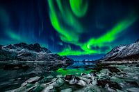 Nordlicht über gefrorenem Fjord - Vesterålen und Lofoten, Norwegen