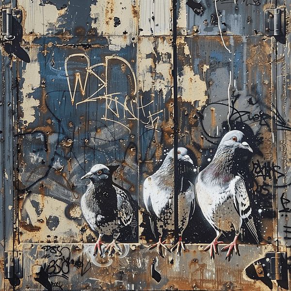 Graffiti carrier pigeons rust metal urban detailed natural by gm_designs