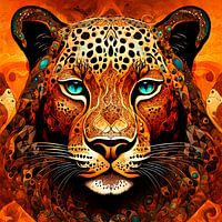 Leopard in warmen Farbtönen