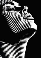 Ombres rayées - Monochrome Portrait Art