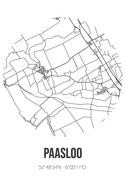 Paasloo (Overijssel) | Karte | Schwarz und Weiß von Ortsdrucke
