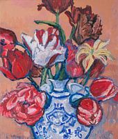 Delft blue tulip vase with tulips nr. 1