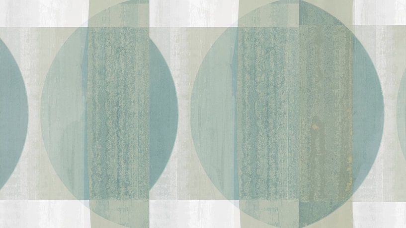 Geometrische Bauhaus Abstraktion in Grau Grün von FRESH Fine Art