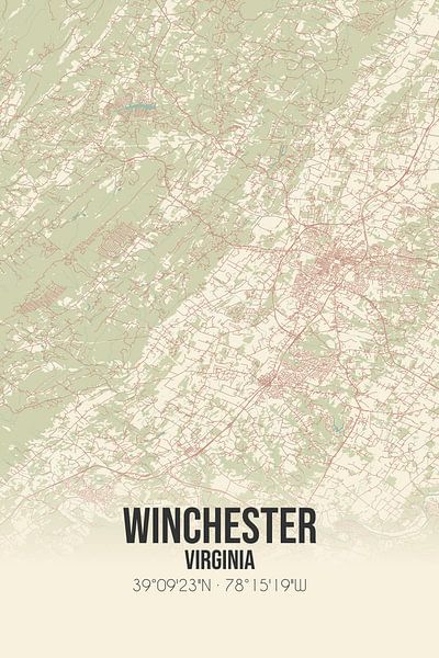 Carte ancienne de Winchester (Virginie), USA. par Affiches de lieux