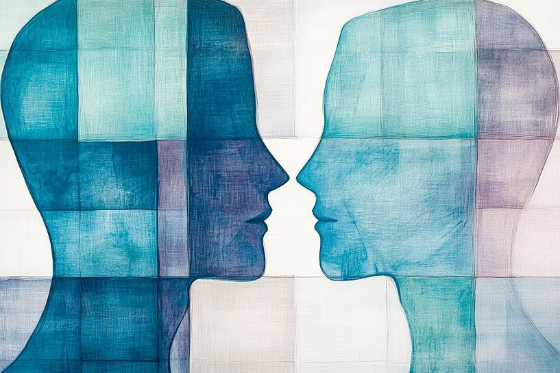 Gesichtskonturen in sanften Farben von Poster Art Shop