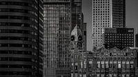 Rotterdam, close up of Hotel New York in black and white