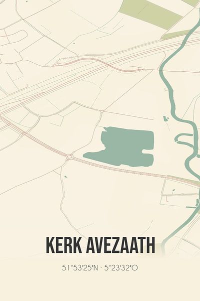Alte Karte von Kerk Avezaath (Gelderland) von Ortsdrucke
