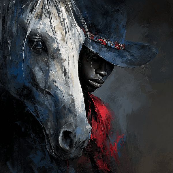 White Love | Horseman and Horse Artwork by Karina Brouwer