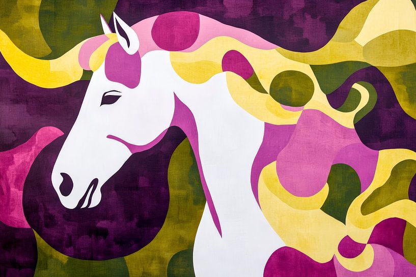 Buntes Einhornprofil mit Schwungfarben von Poster Art Shop