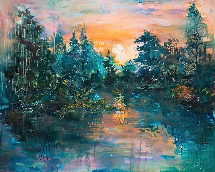 Landschaft im Monet-Stil | Felder | Impressionismus von ARTEO Gemälde