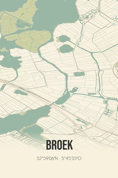 Vintage map of Broek (Fryslan) by Prints of Place