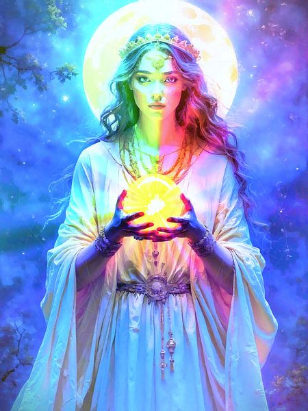 Die hübsche Wahrsagerin im Glanz der Kristallkugel von A.D. Digital ART