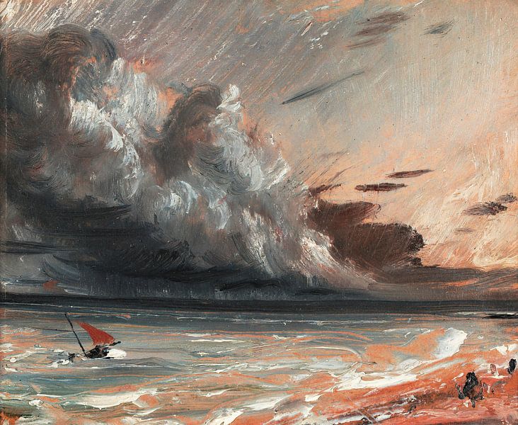 Zeegezichtstudie: Boot en Stormy Sky, John Constable van Meesterlijcke Meesters
