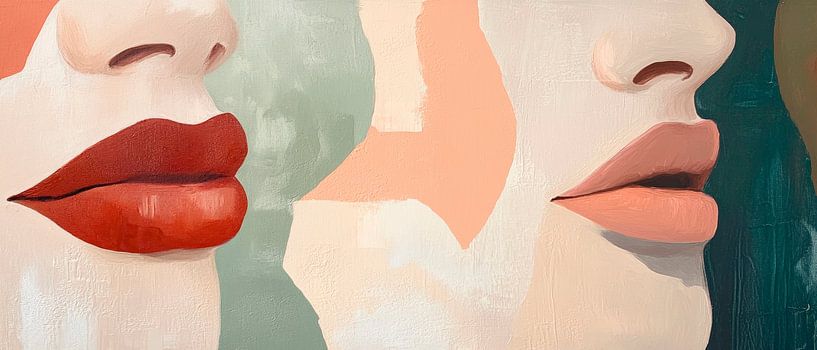 Lips in a dialogue of colours and shapes by Poster Art Shop