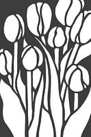 Bunch of tulips in black and white (abstract drawing flowers garden nature tulip field bulb field Ho