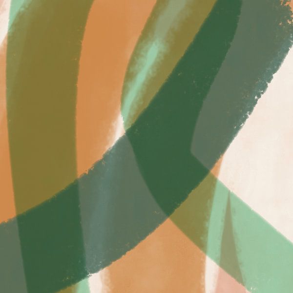 Japandi. Bunte abstrakte in grün und orange von Dina Dankers