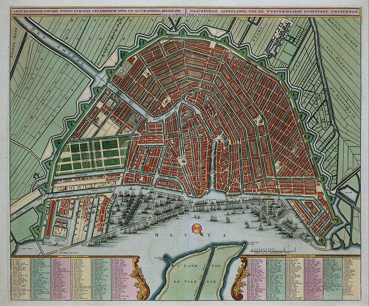 Fonkelnieuw Amsterdam Oude kaart Plattegrond van Amsterdam 1725 op canvas RL-97