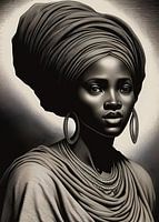Gravure Femme africaine en niveaux de gris