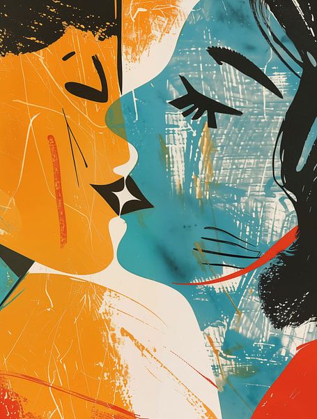 Het Moment van Verbinding in Kleurrijke Abstractie van Color Square