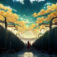 japanischer park sommer illustration