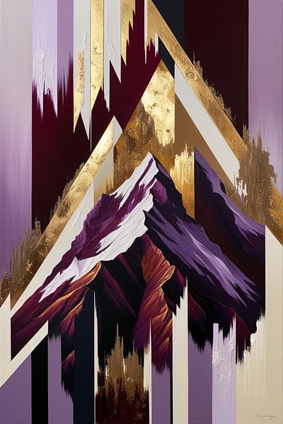 Abstrakte Berge mit goldenen Details von Imperial Art House