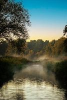 Sonnenaufgang über den Rieselfeldern in Münster, Nordrhein-Westfalen.