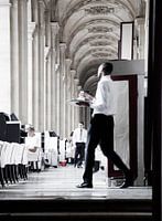 Paris, Cafe Marly at the Louvre Museum.