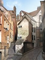 Old alley in the morning sun