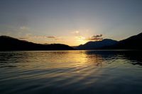 Mountain lake at sunset