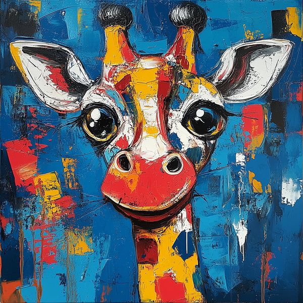 Bunte Giraffe mit großen Augen von Emil Husstege
