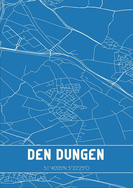 Blaupause | Karte | Den Dungen (Nordbrabant) von Ortsdrucke
