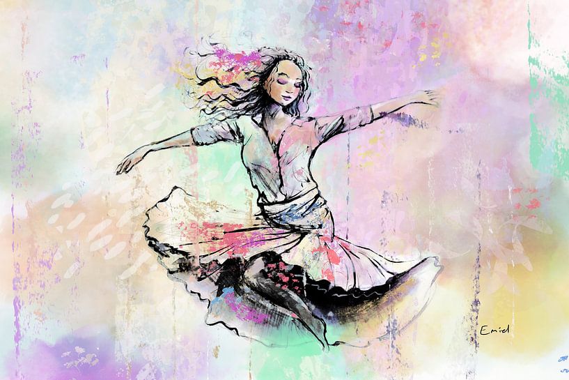 ballet dancer with colourful background by Emiel de Lange